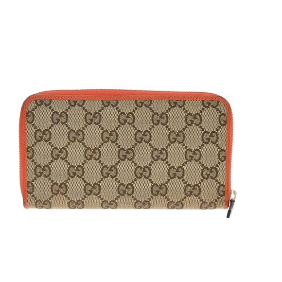 GUCCI Logo GG Pattern Zip Around Long Wallet Canvas Leather Brown Orange 33KB040 - Picture 3 of 13